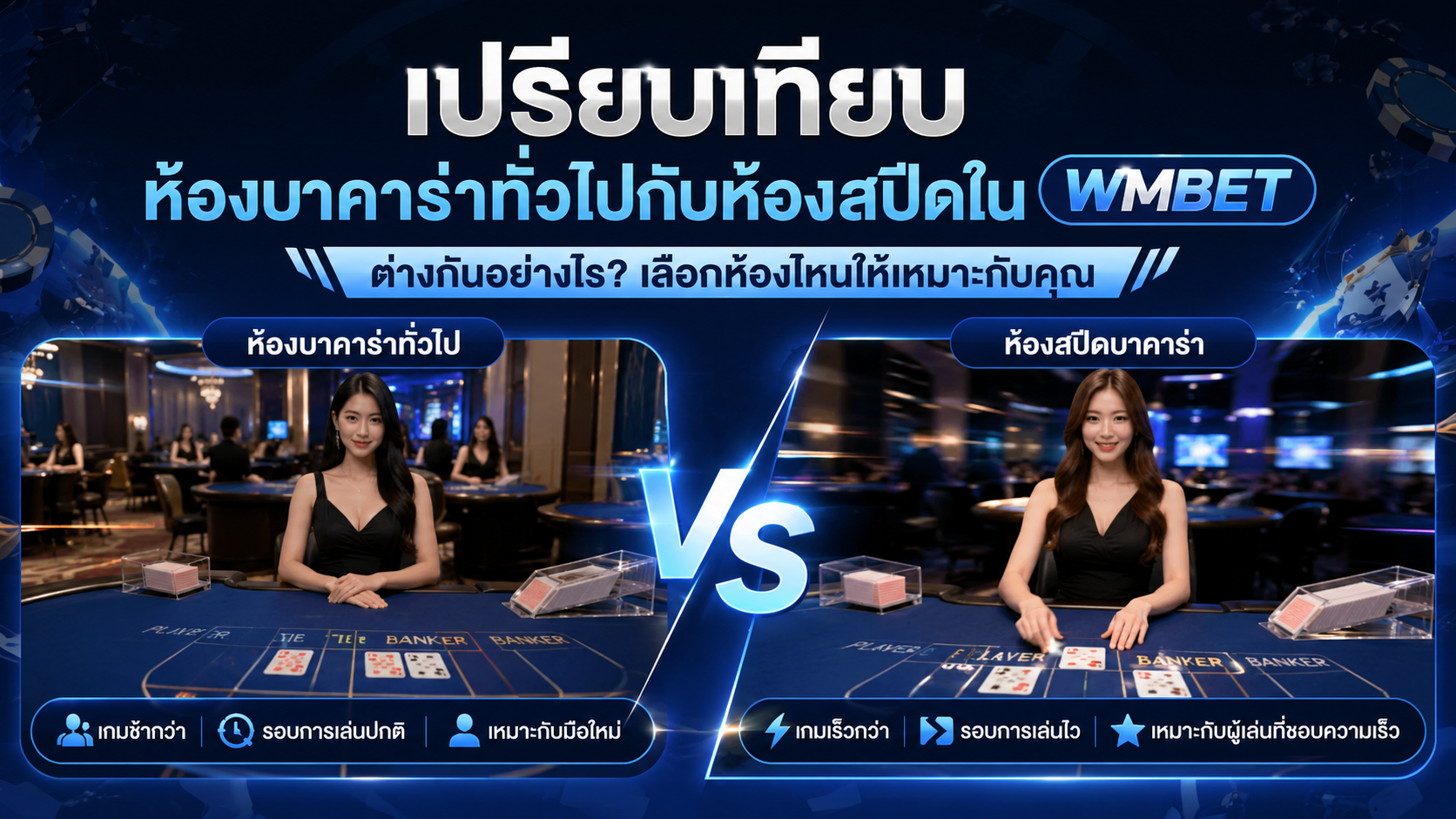 เปรียบเทียบห้องบาคาร่า wmbet กับห้องสปีด WM ปี 2026